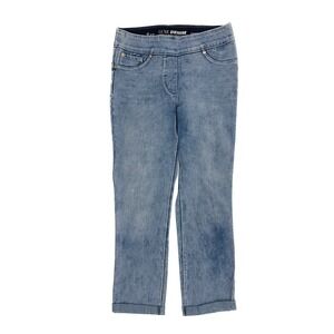 Luxe Denim Crop Pull On Jeans Womens Size S 6/8 Medium Blue 4-Way Stretch Cuffed
